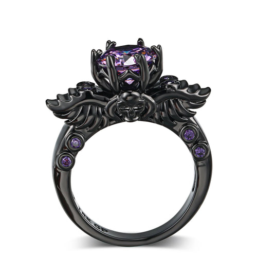 Luckacco Retro Punk Skull Gothic Ring For Women Men Halloween Goth Black Gold Color Rings Accession  Fashion Jewelry R523