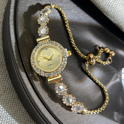 Luckacco Foreign trade chalcedony bracelet watch set with diamond light luxury live new fashion quartz watch pull diamond women's watch