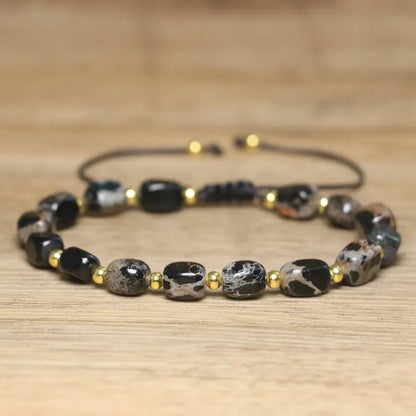 Luckacco Natural Stone Beaded Bracelet, Adjustable Handcrafted Bracelet, Bohemian Style, Having the Effect of Calming the Body and Mind