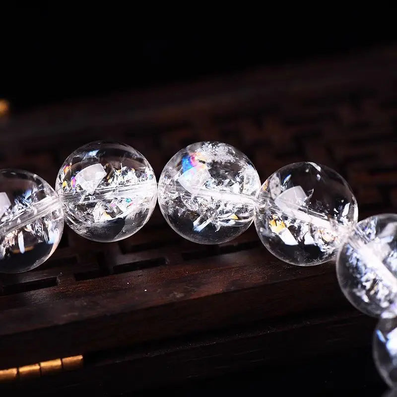 luckacco himalayan natural white crystal men's bracelet transparent colorful crystal rainbow jiao flower women's handstring jewelry gifts