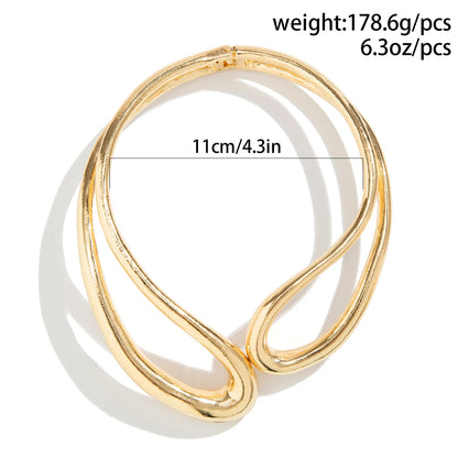 Luckacco Exaggerated Heavy Metal Big Open Torques Choker Necklace fot Women Goth Adjustable Chunky Chain Grunge Jewelry Steampunk Men New