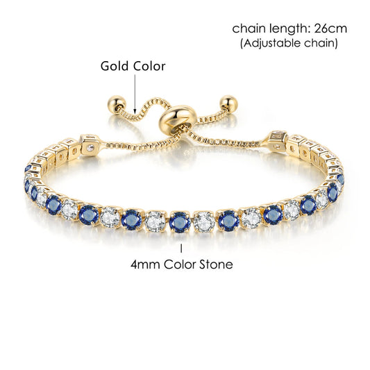 Luckacco Adjustable Multicolor Tennis Bracelets for Women Ladies Wedding Rainbow Colorful Zircon Charm Bracelet Hand Chain Jewelry DZH043