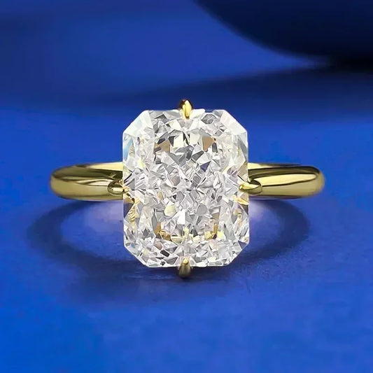 Luckacco 14K Gold Vintage Lab Diamond Ring 100% Real 925 Sterling Silver Party Wedding Band Rings for Women Engagement Jewelry Gift