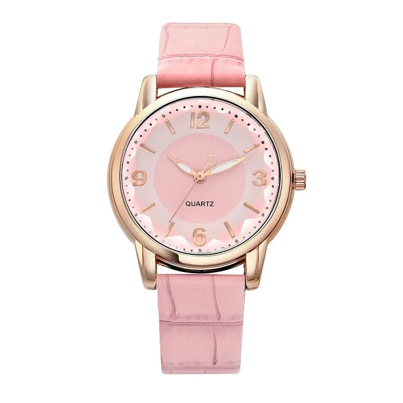 luckacco leather strap ladies quartz  watch polygon glass luxury women wristwatches clocks dial quartz creative fashion watch reloj часы