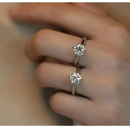 Luckacco Solitaire ring Real 925 Sterling silver 1ct Moissanite cz Engagement Wedding Band Rings for women Bridal Statement Party Jewelry
