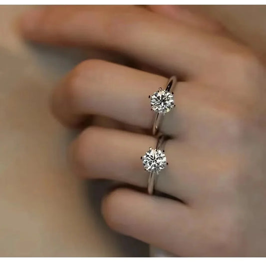 Luckacco Solitaire ring Real 925 Sterling silver 1ct Moissanite cz Engagement Wedding Band Rings for women Bridal Statement Party Jewelry