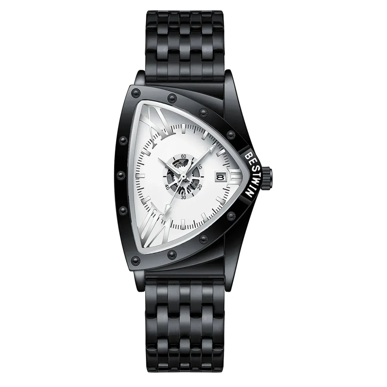 luckacco men watches unique design top brand luxury men's wrist watches quartz wristwatch fashion male clock stainless steel band