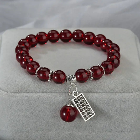 Luckacco Natural Stone Agate Amethyst Abacus Beaded Bracelet Men and Women Magnetic Health Protection Fashion Jewelry Gifts