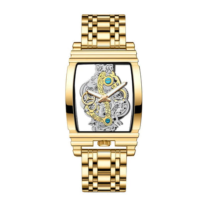 Luckacco UTHAI L44 Men's Watch Fashion Hollow Carved Large Dial Barrel Waterproof Clock Steel Band Male's Business Quartz Watches