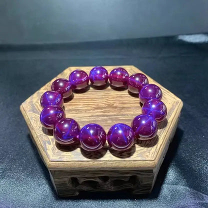 Luckacco 6mm-14mm Violet Rose Six-Petal Star Bracelet - Star Ruby and Sapphire - Fashionable Purple