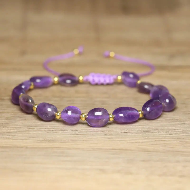 luckacco natural stone beaded bracelet, adjustable handcrafted bracelet, bohemian style, having the effect of calming the body and mind