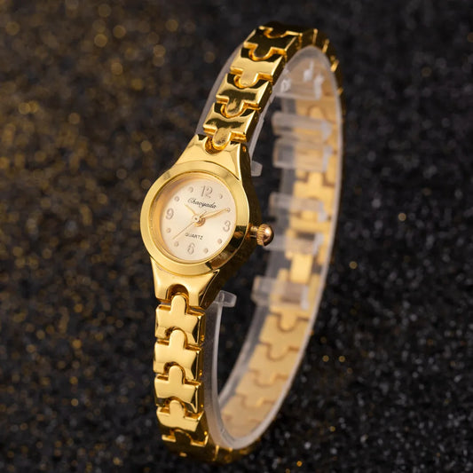 Luckacco Women Bracelet Watch Mujer Golden Relojes Small Dial Quartz Leisure Popular Wristwatch Hour Female Ladies Elegant Relogio Clock