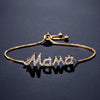 Luckacco Exquisite Mama Letter Bracelet For Women Sparkling Crystal Zircon Adjustable Chain Bangle Mother's Day Mom Birthday Jewelry Gift