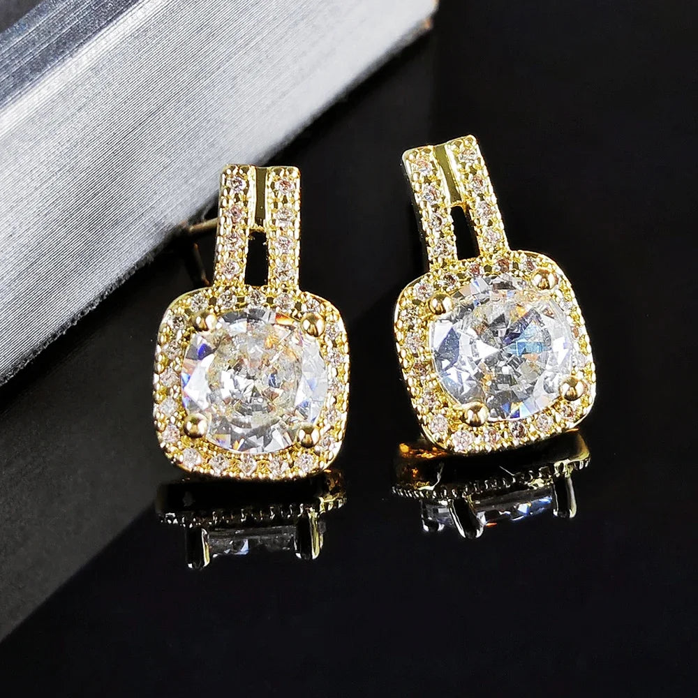 luckacco 2024 new luxury princess silver color korean earrings for women anniversary gift jewelry  e6872