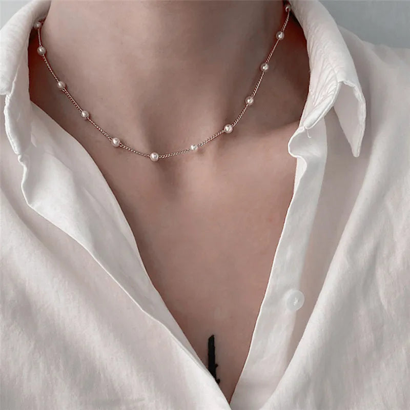 luckacco imitation pearl trendy love heart  choker necklace female personality party fashion clavicle collier colar perlas collar gift