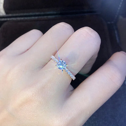 Luckacco Wedding Band Eternity Rings Women Brilliant Round Zirconia Luxury Engagement Rings Thin Elegant Female Jewelry
