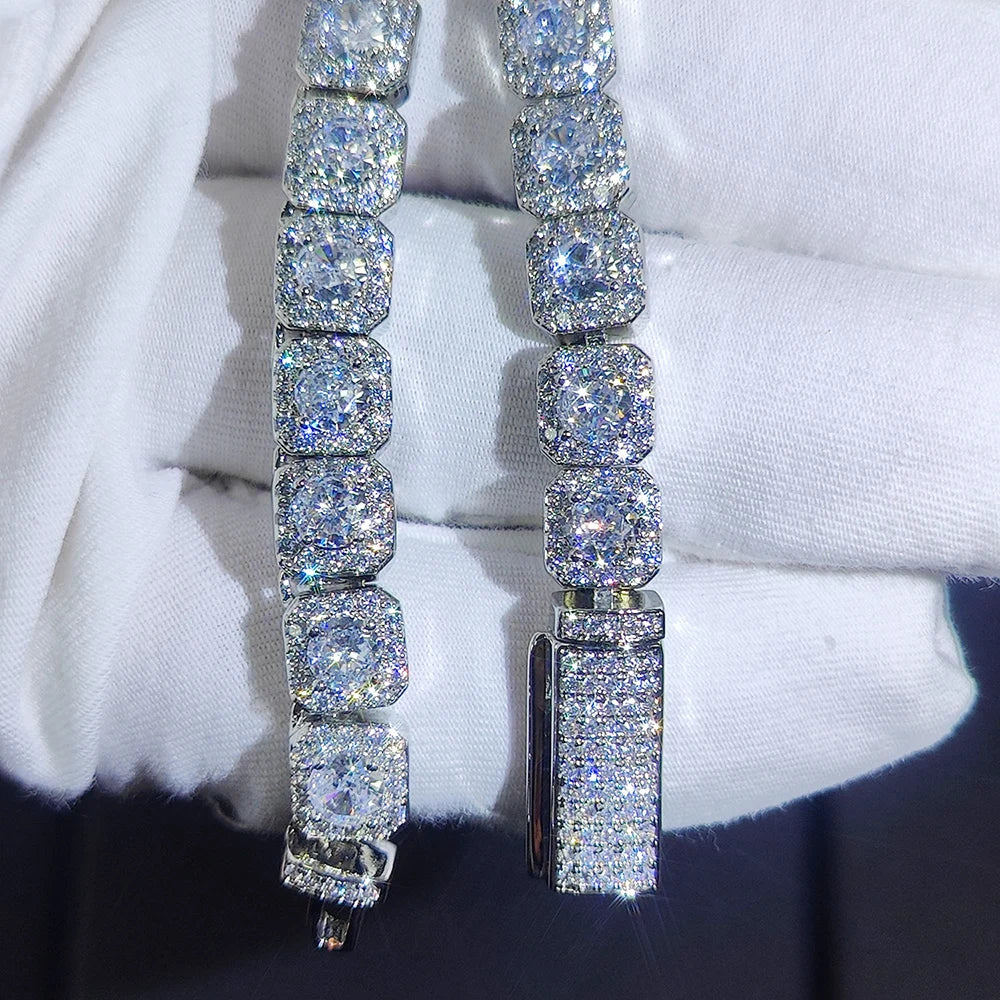 luckacco hip hop jewelry 7mm cubic zirconia cluster tennis chain iced out bracelet bling jewellery free laser name drop shipping