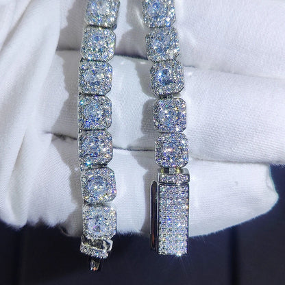 Luckacco Hip Hop Jewelry 7Mm Cubic Zirconia Cluster Tennis Chain Iced Out Bracelet Bling Jewellery Free Laser Name Drop Shipping