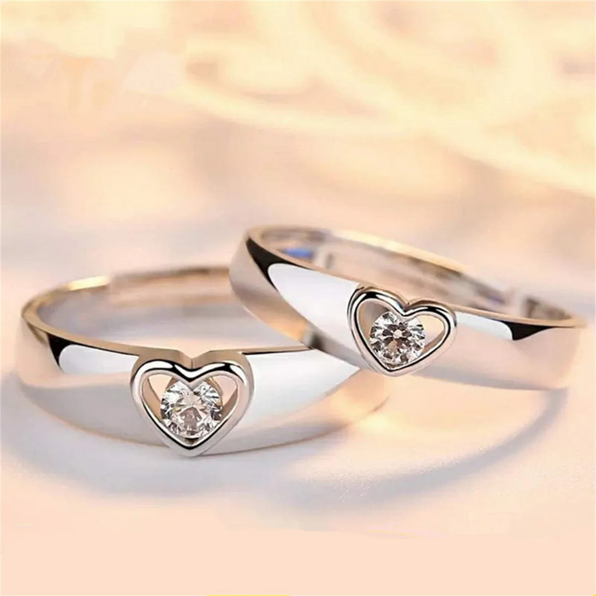 luckacco 2pcs silver color luxury zircon crown cross couple rings for lovers forever endless love wedding bands ring valentines day gifts