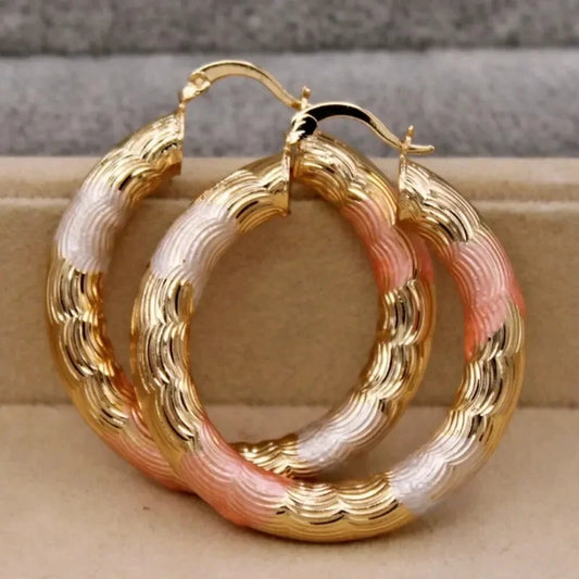 Luckacco Golden Hoop Earrings Bohemian Style Alloy Earrings Exquisite Gift Women's Daily Casual Earrings