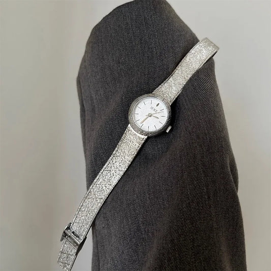 Luckacco 2025 Vintage Woman Quartz Watch Gold Noble Clock Fashion Bracelet Steel Belt Elegant Women Watches Luxury