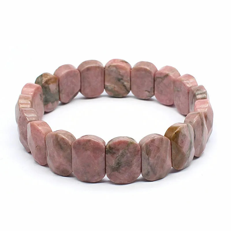 luckacco natural 10x15mm faceted flashing stone beads bracelets handmade reiki healing meditation bangles elastic rope couple jewelry