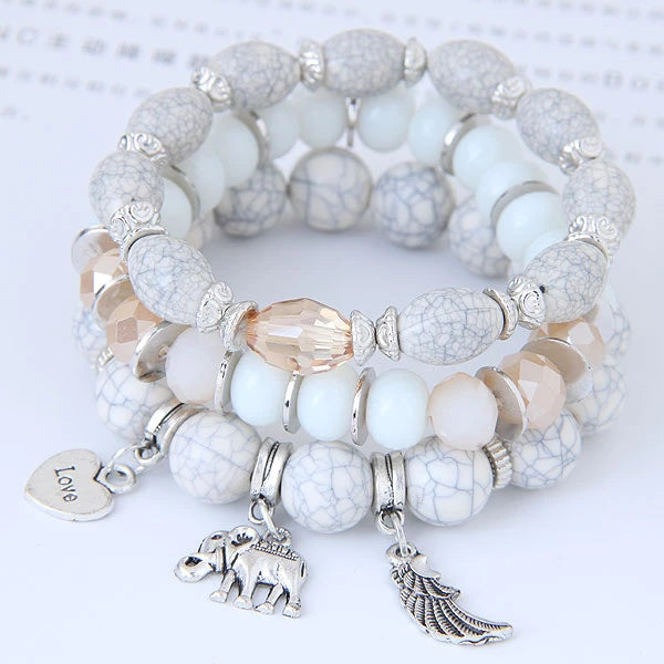luckacco bohemian charm beads wrap bracelets & bangles for women boho flower leaf tassel bracelet multilayer bracelet femme 2024 new