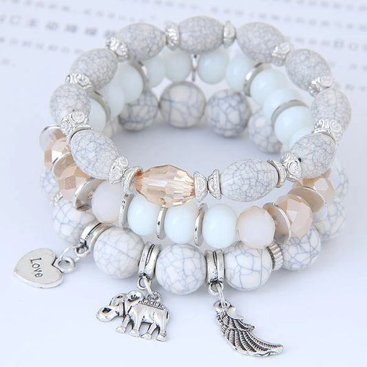 Luckacco Bohemian Charm Beads Wrap Bracelets & Bangles for Women Boho Flower Leaf Tassel Bracelet Multilayer Bracelet Femme 2024 New