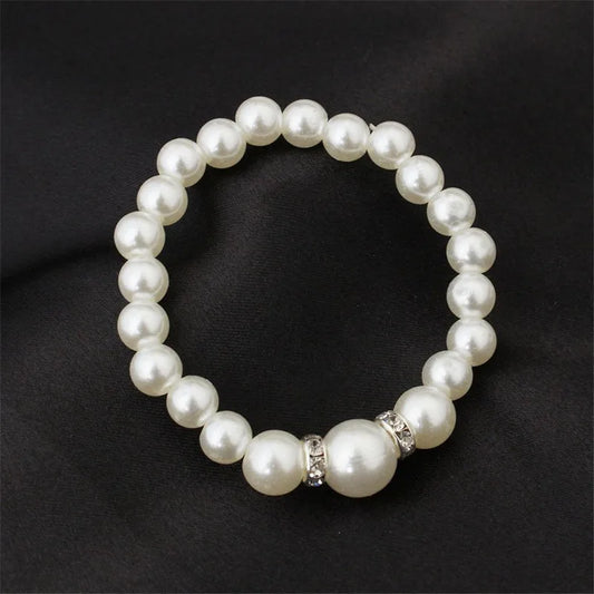 Luckacco Wedding Engagement Women Simulated Pearls Jewelry Set Necklace / Earrings / Bracelets Fashion Jewelry For Lady Party Gift