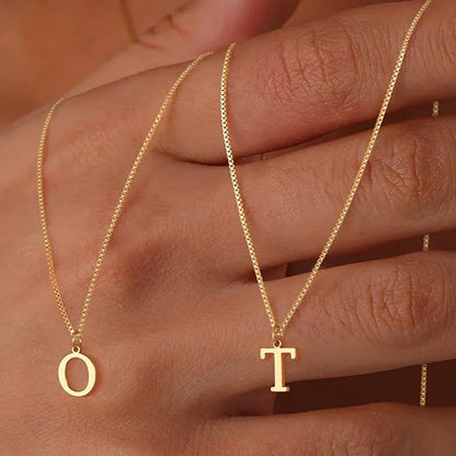 Luckacco Initial necklace letter pendant chamrs stainless steel Necklace jewelry Women's Necklace Box Chain Choker woman trend 2025 gift
