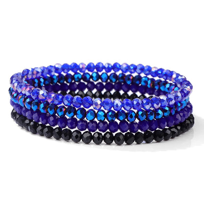 Luckacco 4Pcs/set Shinning Crystal Beads Elastic Bracelet Bohemian Faceted Colorful Crystal Glass Beaded Bracelet Bangles Set For Women