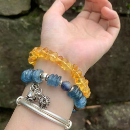 Luckacco Natural Baltic Amber Bracelet  Stone Irregular Jewelry  Design Handmade GEM Beads Healing Women Jewelry Gifts
