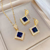 Luckacco Exquisite Geometry Square Necklace Earrings Jewelry Set Charm Ladies Jewelry Fashion Bridal Accessory Set Romantic Gift
