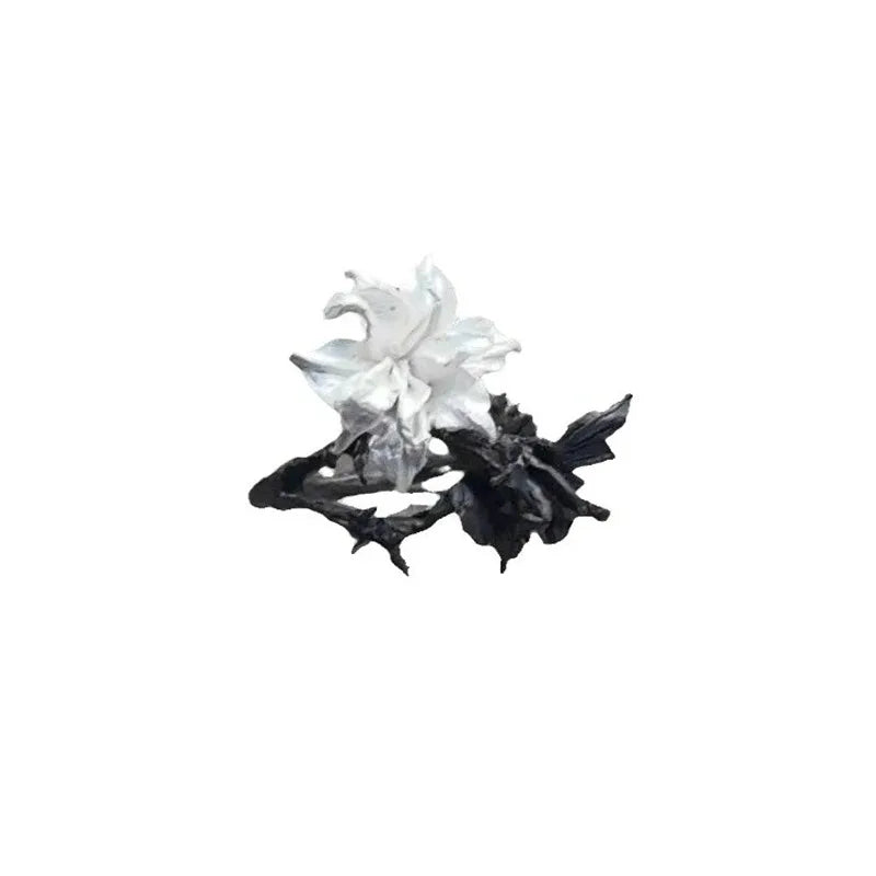 luckacco mandala flower exquisite black and white ring for women personality metal punk party finger ring fashion jewelry accessories
