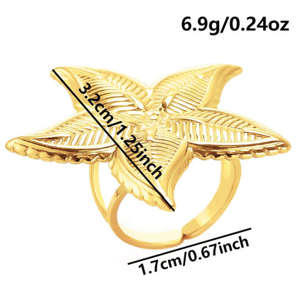 Luckacco 1pc Stylish Marine Jewelry Ocean Sea Animals Conch Starfish Shell Ring Stainless Steel Jellyfish Scallop Rings Women Charm Gift