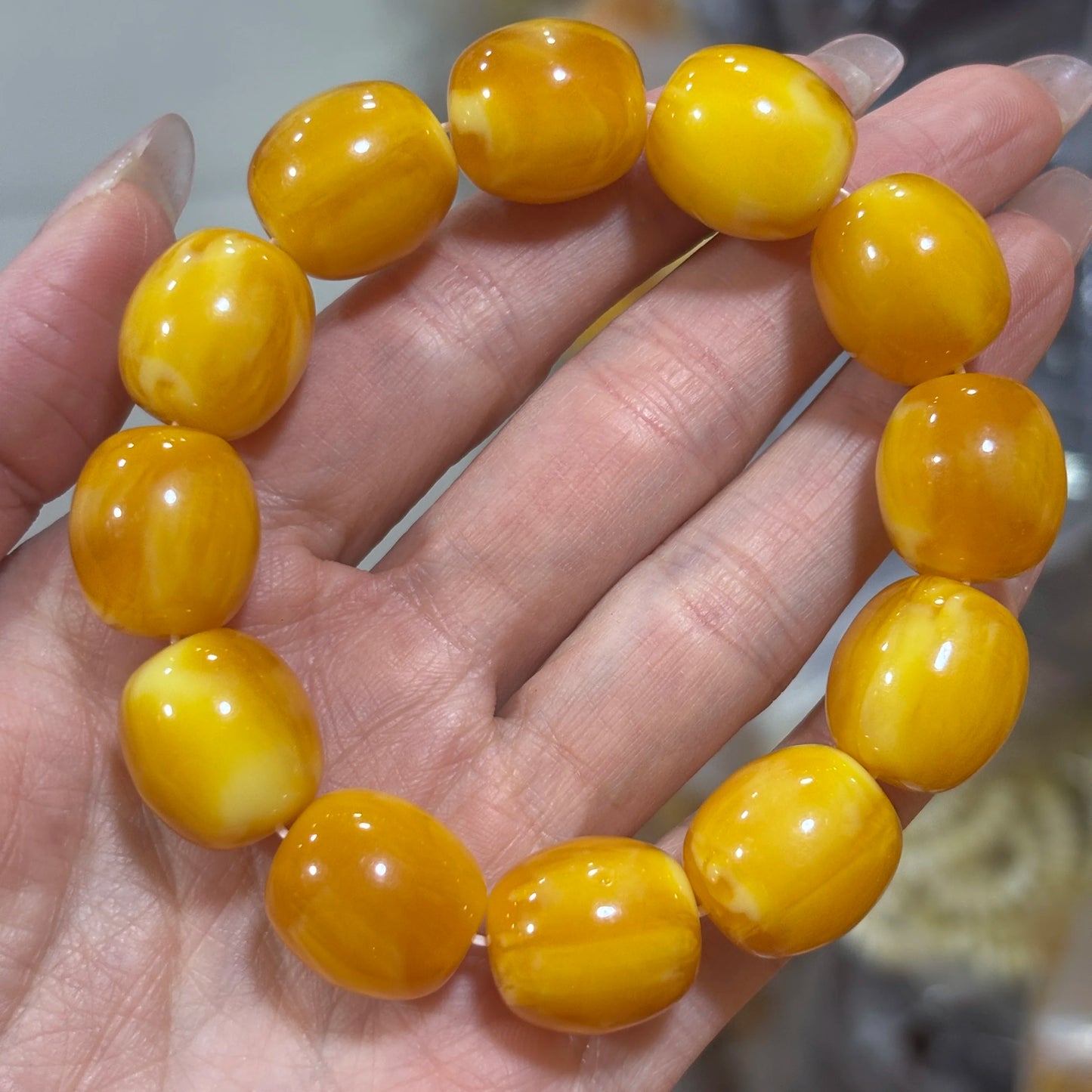 luckacco natural amber honey wax bracelet baltic chicken oil yellow barrel bead amber bracelet original stone men's and women's pendant