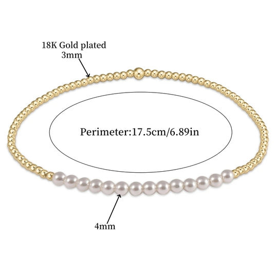 Luckacco Vlen Shell Pearl Bracelet With 18K Gold Plated Beaded Bracelets for Women Boho Summer Dainty Stackable Pulseras Jewelry