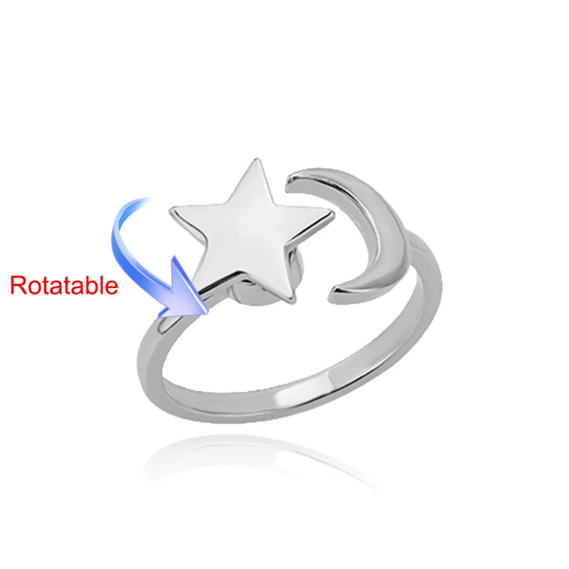 luckacco four clover rotating anxiety rings for women gold color adjustable stainless steel wedding ring aesthetic jewelry gift anillos