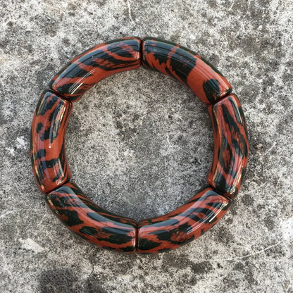 Luckacco FishSheep Vintage Leopard Print Acrylic Stackable Bracelets Bangles for Women Resin Stretchy Bracelet 2023 Fashion Jewelry Gift
