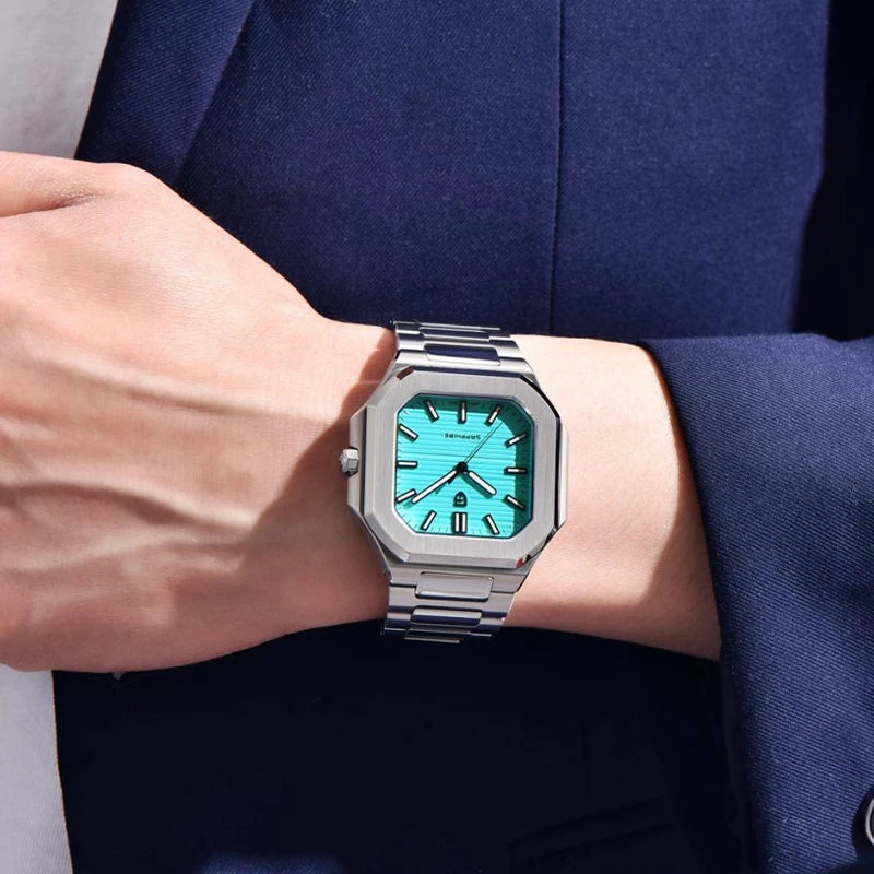 luckacco pagani design new quartz men's watch stainless steel sports waterproof men watches luxury fashion sapphire glass watch for men's
