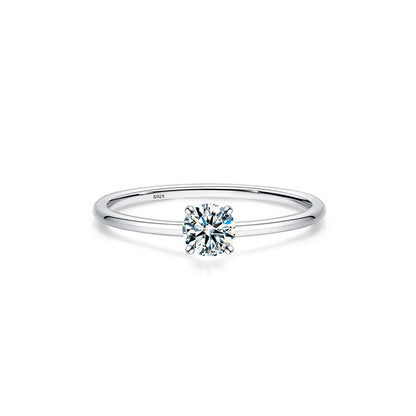 Luckacco Simple Fine Rea D Color Moissanite Diamond Ring 925 Sterling Silver Party Wedding Band Rings for Women Engagement Jewelry