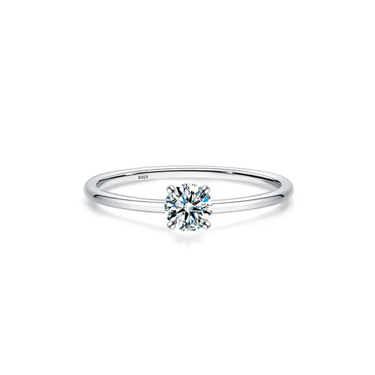 Luckacco Simple Fine Rea D Color Moissanite Diamond Ring 925 Sterling Silver Party Wedding Band Rings for Women Engagement Jewelry