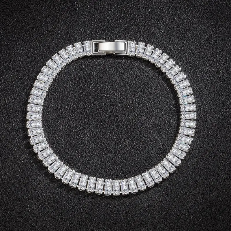 luckacco charms 925 sterling silver bracelet elegant zircon crystal fine jewelry for women girl engagement wedding party gift 18cm