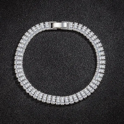 Luckacco Charms 925 Sterling Silver Bracelet Elegant Zircon Crystal Fine Jewelry For Women Girl Engagement Wedding Party Gift 18CM