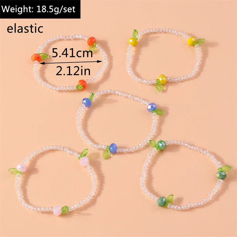 luckacco 5pcs/set fashion handmade beads bracelets for women girls party fesitval jewelry gifts
