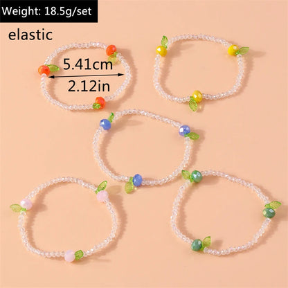 Luckacco 5Pcs/Set Fashion Handmade Beads Bracelets for Women Girls Party Fesitval Jewelry Gifts