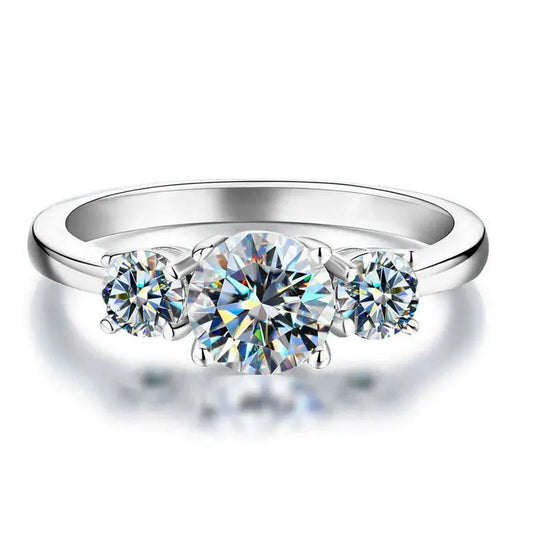 Luckacco OXTAO 3 Stone Engagement Rings for Women 925 Sterling Silver Luxury Jewelry 6.5mm Wedding Rings VVS1 D Moissanite Ring Jewelry