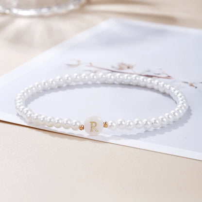 Luckacco New Fashion 26 Letter Bracelet Women Temperament Handmade Simulated Pearl Bead Bracelet For Women Jewelry Gift