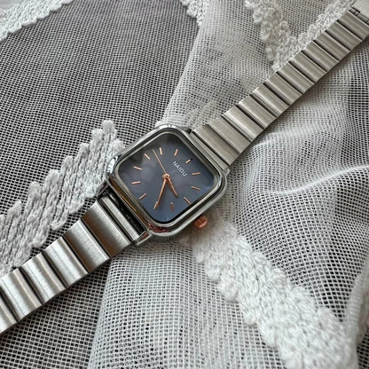 Luckacco Hot Sale Women Quartz Watch Square Dial Stainless Steel Bamboo Strap Casual Fashion Wristwatch Reloj De Mujer