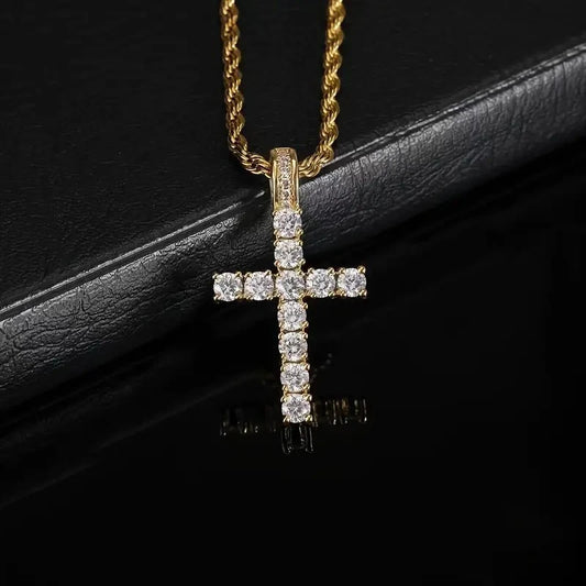 Luckacco daily picks 60Cm Twisted Chain Long Necklace for Women/Men Fashion Luxury Cubic Zirconia Cross Pendant Necklace Gift Love Accessories